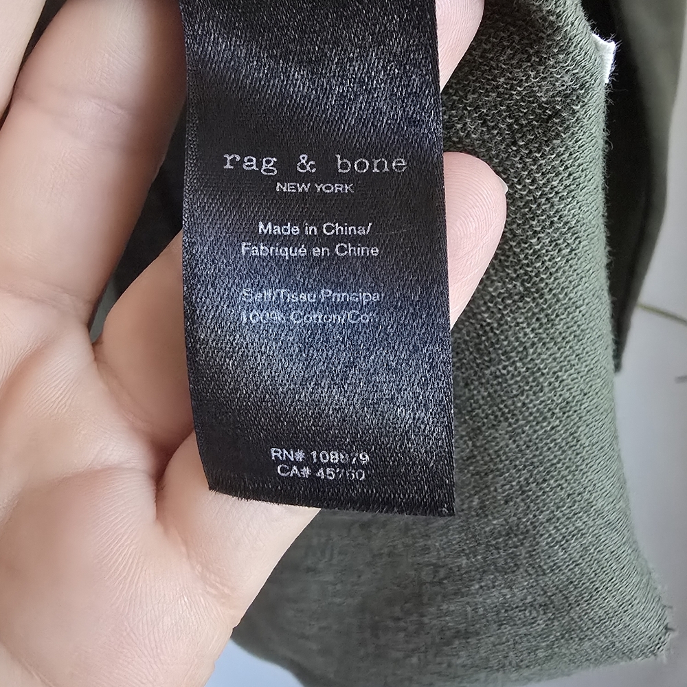 Rag & Bone Mens Rupert Green Long Sleeve Cotton Crewneck Tee Pullover SZ Medium - Picture 11 of 13